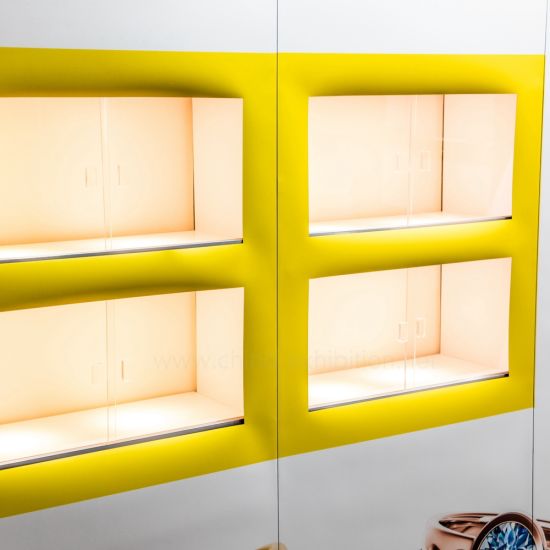 PVC e Textile Back Drop Photo Display Light Design 3D Peso pop up stand.