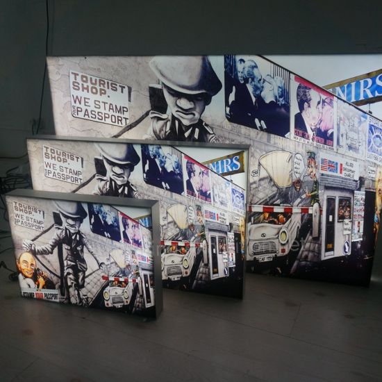 Exhibition Booth Double Sided luce retroilluminato Light Box tessuto senza telaio LED Box PREZZI BASSI