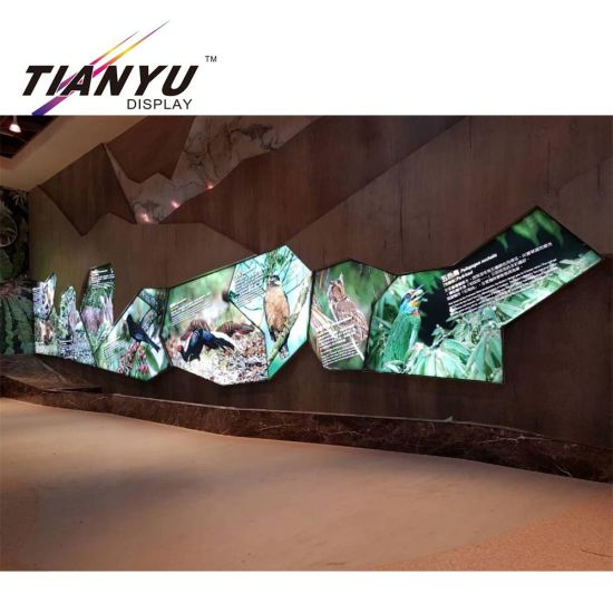 Tian Yu Do personalizzato Exhibition Booth design utilizzato in diverse Alluminio Figura tessuto scatola chiara del LED