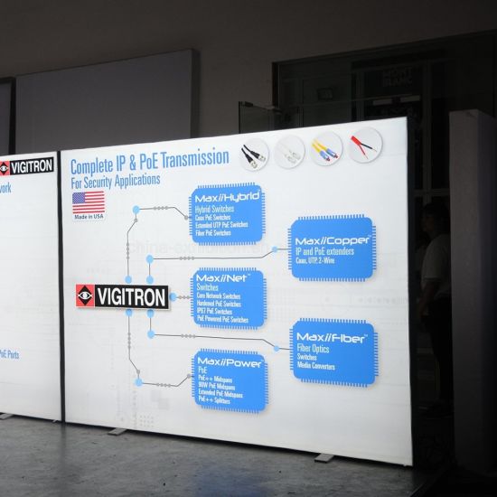 Fabbricazione su ordine senza cornice tessuto leggero Scatole con retroilluminazione LED e bordo