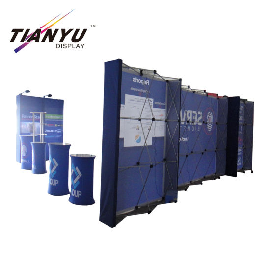 Produttori in Cina Diritto del tessuto di colore pieno Promozione impostare facilmente personalizzata Pop up stand per la grande vendita
