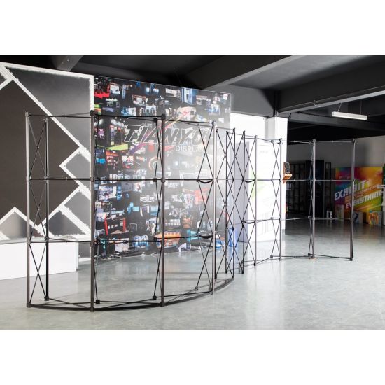 Curva S Forma Trade Show Pop magnetico up Display Stand Banner stand