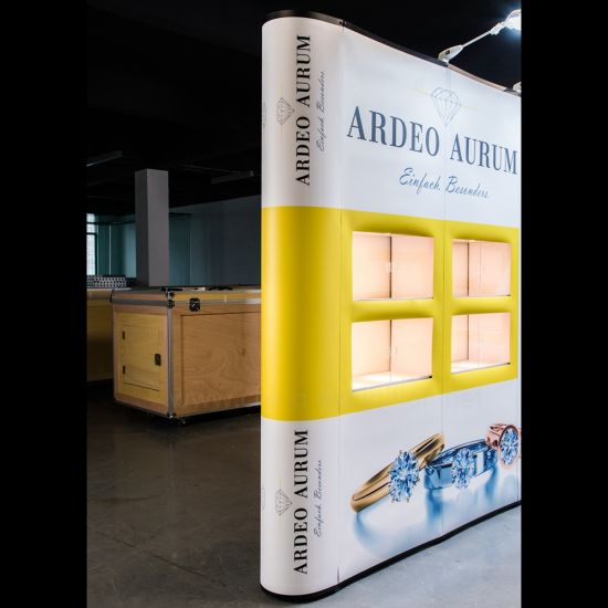 Mostra alluminio PVC lusso pieghevole pubblicitario da pavimento fondale